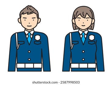 Young male and female security guards