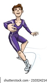 Young Male ice skating, vector illustration