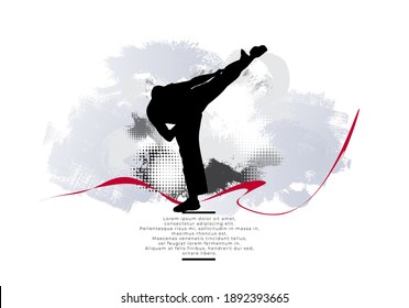 Young male karate warrior. Healthy lifestyle. Martial arts. Vector