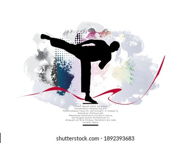 Joven guerrero de karate. Estilo de vida saludable. Artes marciales. Vector