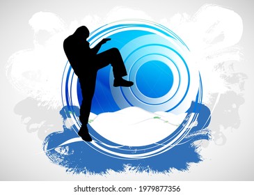 Young male karate warrior. Healthy lifestyle. Martial arts. Vector