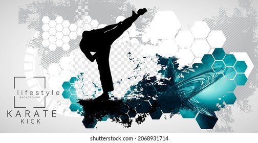 Joven guerrero de karate. Estilo de vida saludable. Artes marciales. Vector