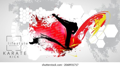 Joven guerrero de karate. Estilo de vida saludable. Artes marciales. Vector