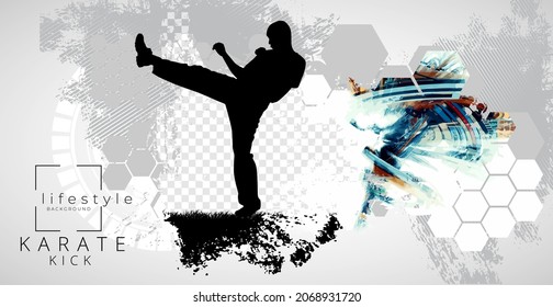 Joven guerrero de karate. Estilo de vida saludable. Artes marciales. Vector