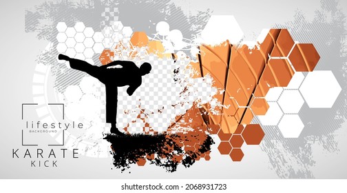 Young male karate warrior. Healthy lifestyle. Martial arts. Vector