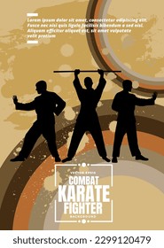 Young male karate warrior. Healthy lifestyle. Martial arts. Vector