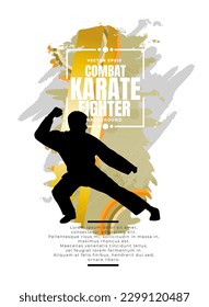 Young male karate warrior. Healthy lifestyle. Martial arts. Vector