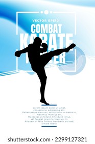 Young male karate warrior. Healthy lifestyle. Martial arts. Vector