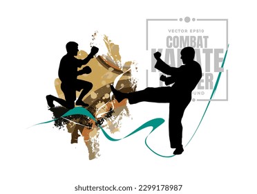 Young male karate warrior. Sport background ready for poster or banner, vector.