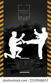 Young male karate warrior. Sport background ready for poster or banner, vector.