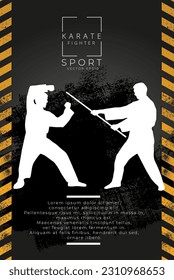 Young male karate warrior. Sport background ready for poster or banner, vector.