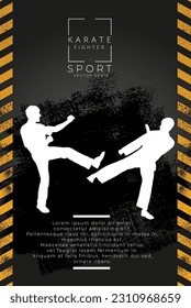 Young male karate warrior. Sport background ready for poster or banner, vector.