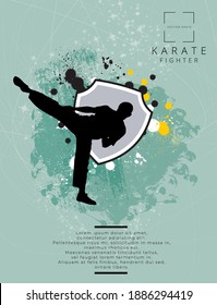 Young male karate warrior.Martial arts. Vector