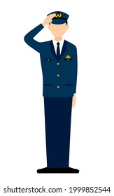 Young male police officer posing, Salute