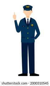Young male police officer posing, Pointing