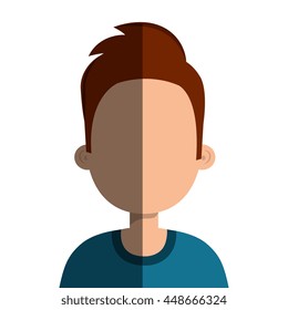 Young male profile cartoon, isolated icon vector illustration graphic.