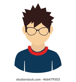 young male profile, isolated flat icon design