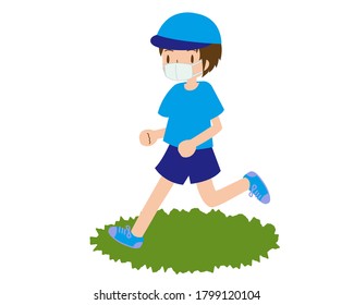 a young male runner who runs in a mask and a hat