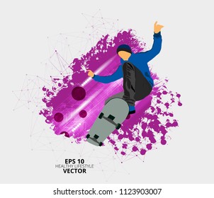 Young male skateboarder. Healthy lifestyle. Vector easy to editable 