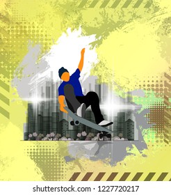 Young male skateboarder. Healthy lifestyle.