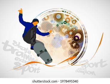 Young male skateboarder. Healthy lifestyle. Vector easy to editable 