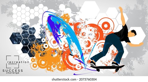 Jóvenes patinadores masculinos. Estilo de vida saludable. Vector fácil de editar 