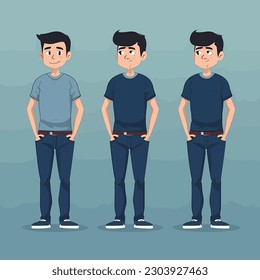 young male standing two expression