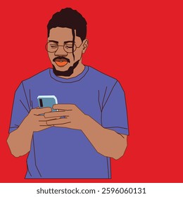 young male student checking his phone messages