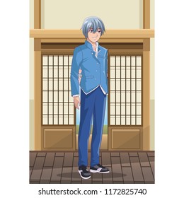 Young male students anime