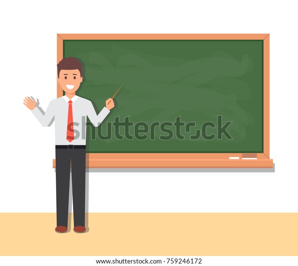 Young Male Teacher On Lesson Blackboard Stock Vector (Royalty Free ...