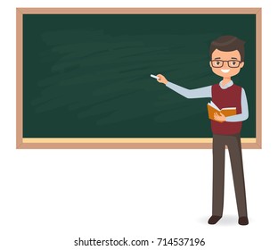 Young Male Teacher Writing Chalk On Stock Vector (Royalty Free ...