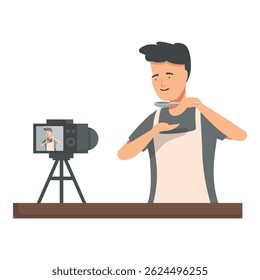 Video Joven vlogger masculino montando una cámara para filmar, preparándose para crear contenido atractivo