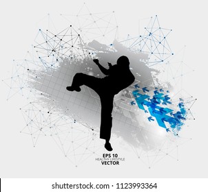 Young male warrior. Healthy lifestyle. Martial arts. Vector