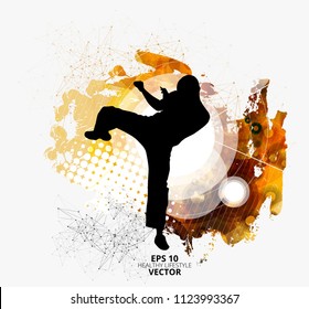 Young male warrior. Healthy lifestyle. Martial arts. Vector