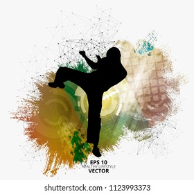 Young male warrior. Healthy lifestyle. Martial arts. Vector