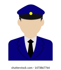 Young male worker avatar flat illustration (upper body) / police man, bus driver