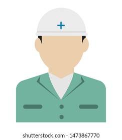 Young Male Worker Avatar Flat Illustration (upper Body) / Blue Collar Worker, Rescue Worker