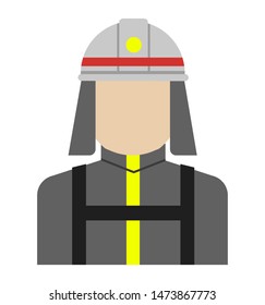 Young male worker avatar flat illustration (upper body) / firefighter, fireman