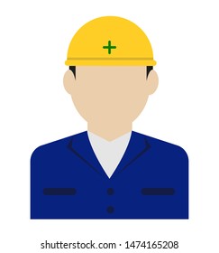 Young Male Worker Avatar Flat Illustration (upper Body) / Blue Collar Worker, Construction Worker