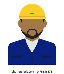 Young Male Worker Avatar Flat Illustration (upper Body) / Blue Collar Worker, Construction Worker