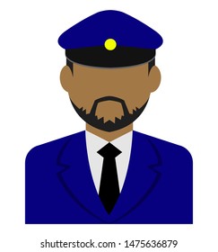 Young male worker avatar flat illustration (upper body) / police man, bus driver