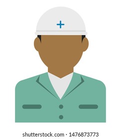 Young Male Worker Avatar Flat Illustration (upper Body) / Blue Collar Worker, Rescue Worker