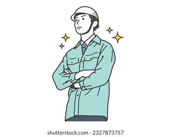 Young male worker with folded arms
