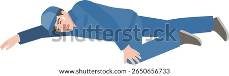 A young male worker has collapsed