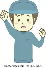 A young male worker posing in a fist