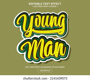 Young man 3D editable text effect template