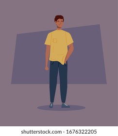 young man african avatar character vector illustration design