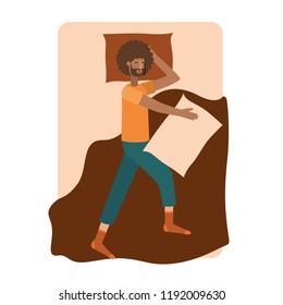 young man afro in bed avatar character