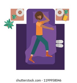 young man afro in bed avatar character