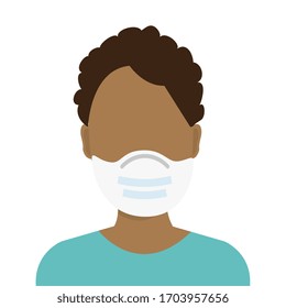 young man afro with face mask isolated icon vector illustration design